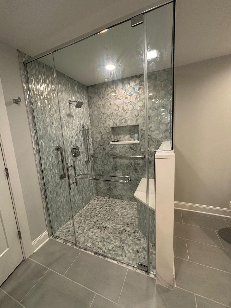 Frameless glass walk-in shower